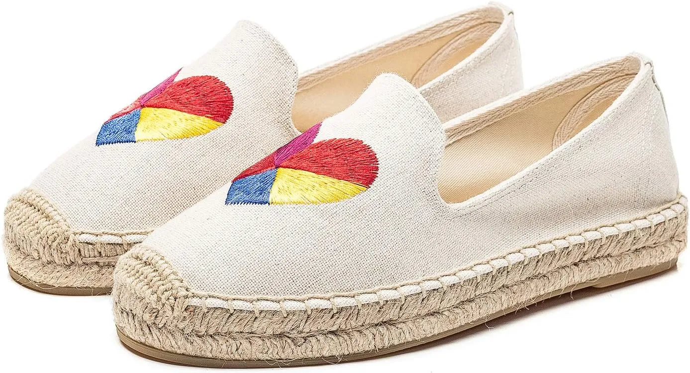 U-lite Women's Casual Flat Cap-Toe Slip on Platform Canvas Espadrilles Smoking Slipper Loafer
