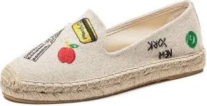 U-lite Women's Casual Flat Cap-Toe Slip on Platform Canvas Espadrilles Smoking Slipper Loafer