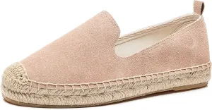 U-lite Women's Round-Toe Classic Flat Cap-Toe Slip ons Simple Espadrilles Leather Loafers