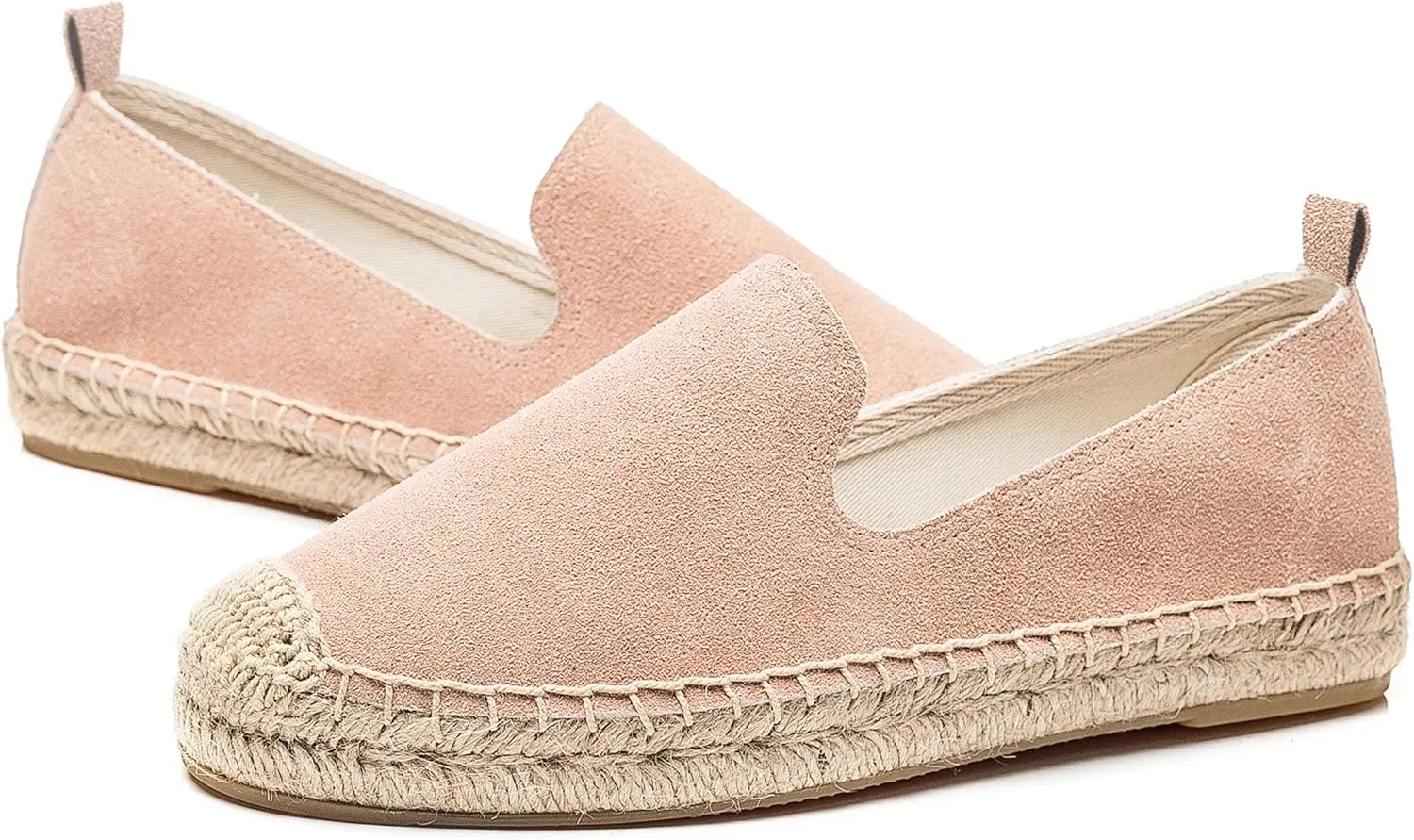U-lite Women's Round-Toe Classic Flat Cap-Toe Slip ons Simple Espadrilles Leather Loafers