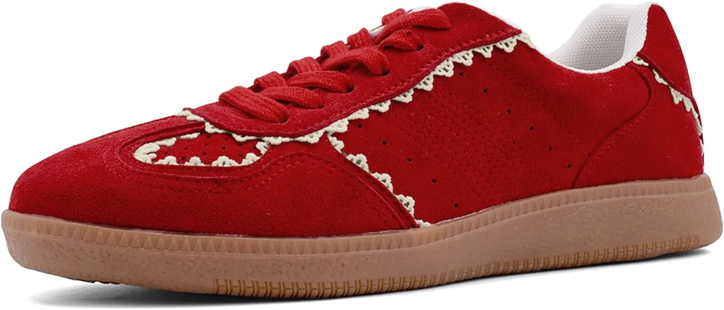 UBWDU Lace Fashion Ballet Sneakers for Women 2025 – Trendy Cute Crochet Ribbon Lace-Up Casual Spring Shoes