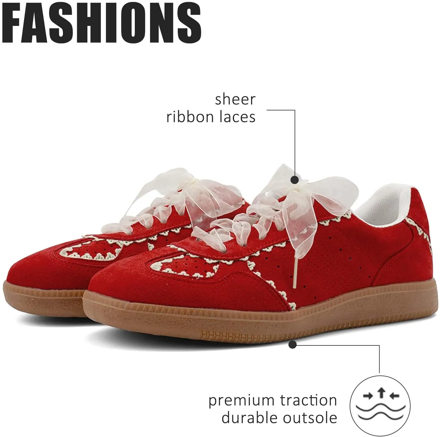 UBWDU Lace Fashion Ballet Sneakers for Women 2025 – Trendy Cute Crochet Ribbon Lace-Up Casual Spring Shoes