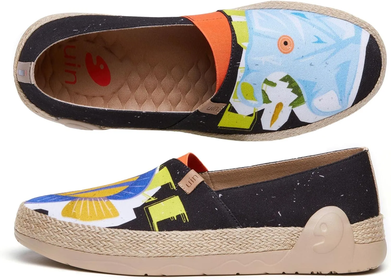 UIN Men's Espadrilles Slip OnsLightweight Walking Casual Loafers Comfortable Art Painted Travel Shoes Marbella Series