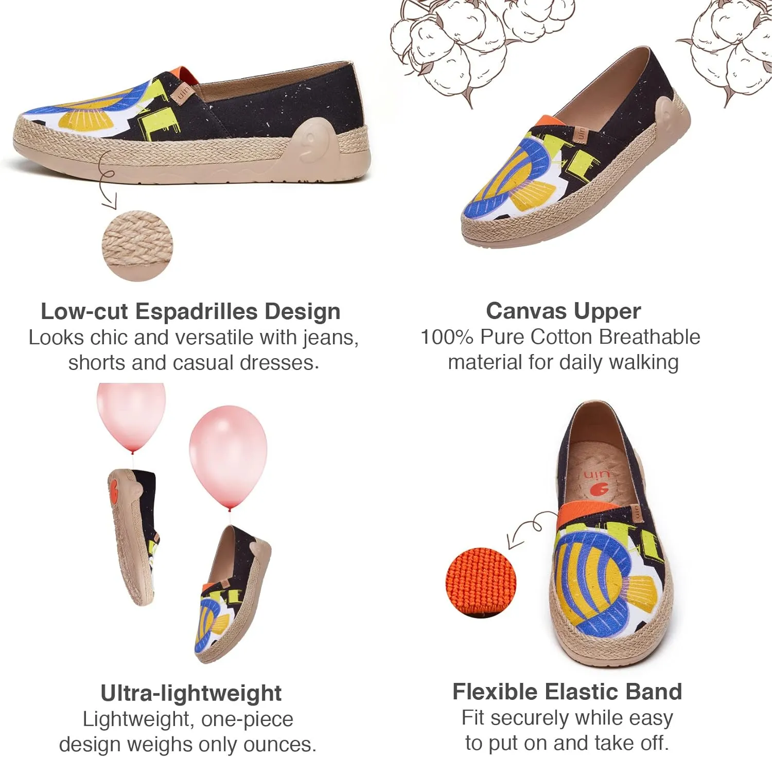 UIN Men's Espadrilles Slip OnsLightweight Walking Casual Loafers Comfortable Art Painted Travel Shoes Marbella Series