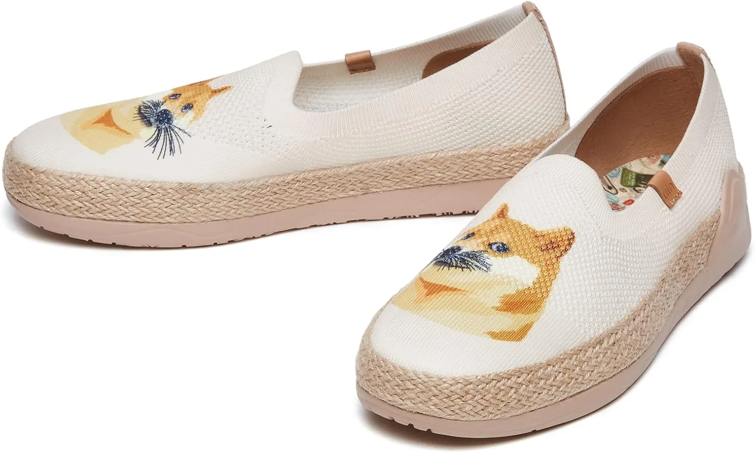 UIN Women's Espadrilles Slip Ons Knitted Lightweight Walking Casual Loafers Comfortable Art Painted Travel Shoes Marbella II