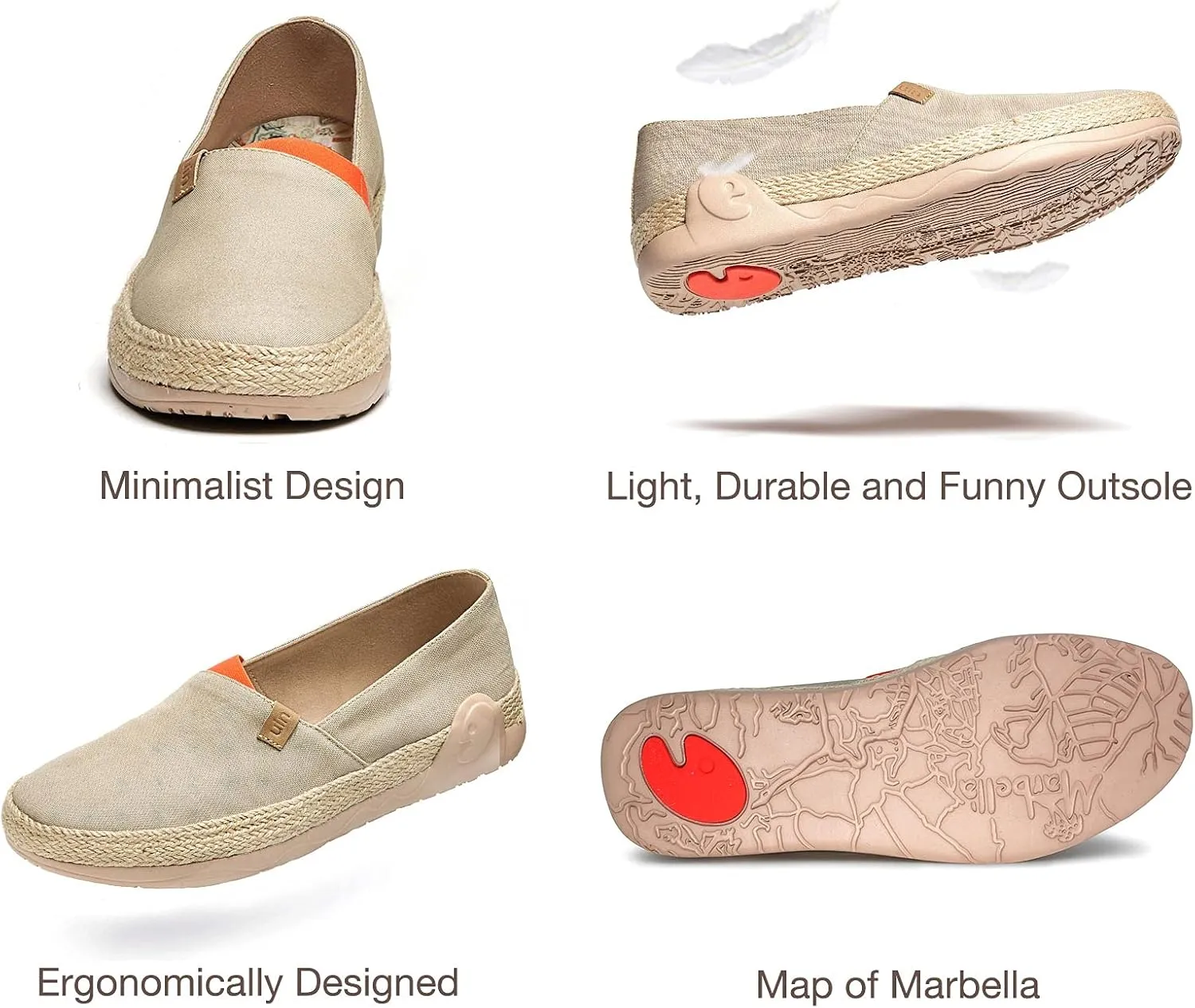 UIN Women's Espadrilles Slip Ons Knitted Lightweight Walking Casual Loafers Comfortable Art Painted Travel Shoes Marbella II