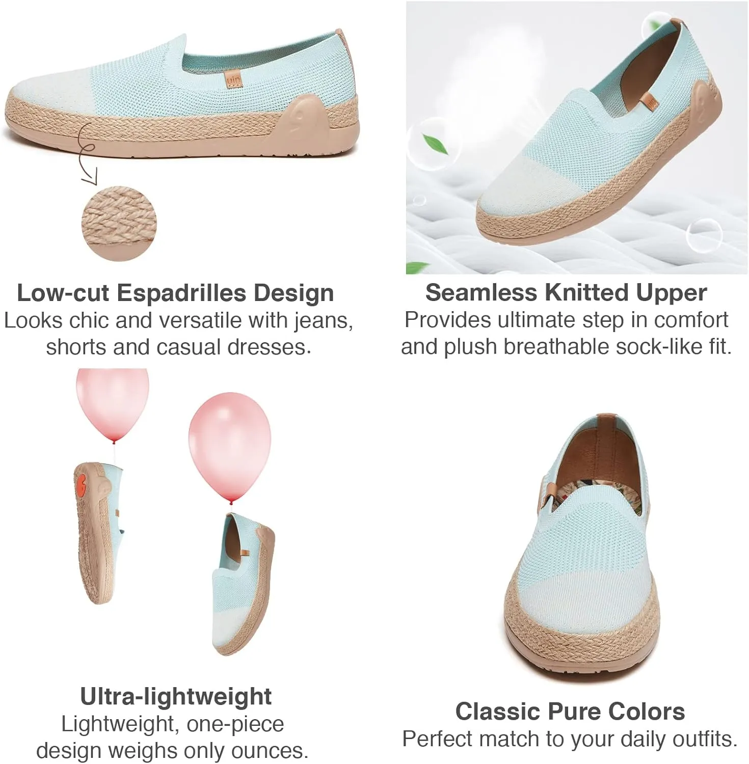 UIN Women's Espadrilles Slip Ons Knitted Lightweight Walking Casual Loafers Comfortable Art Painted Travel Shoes Marbella II