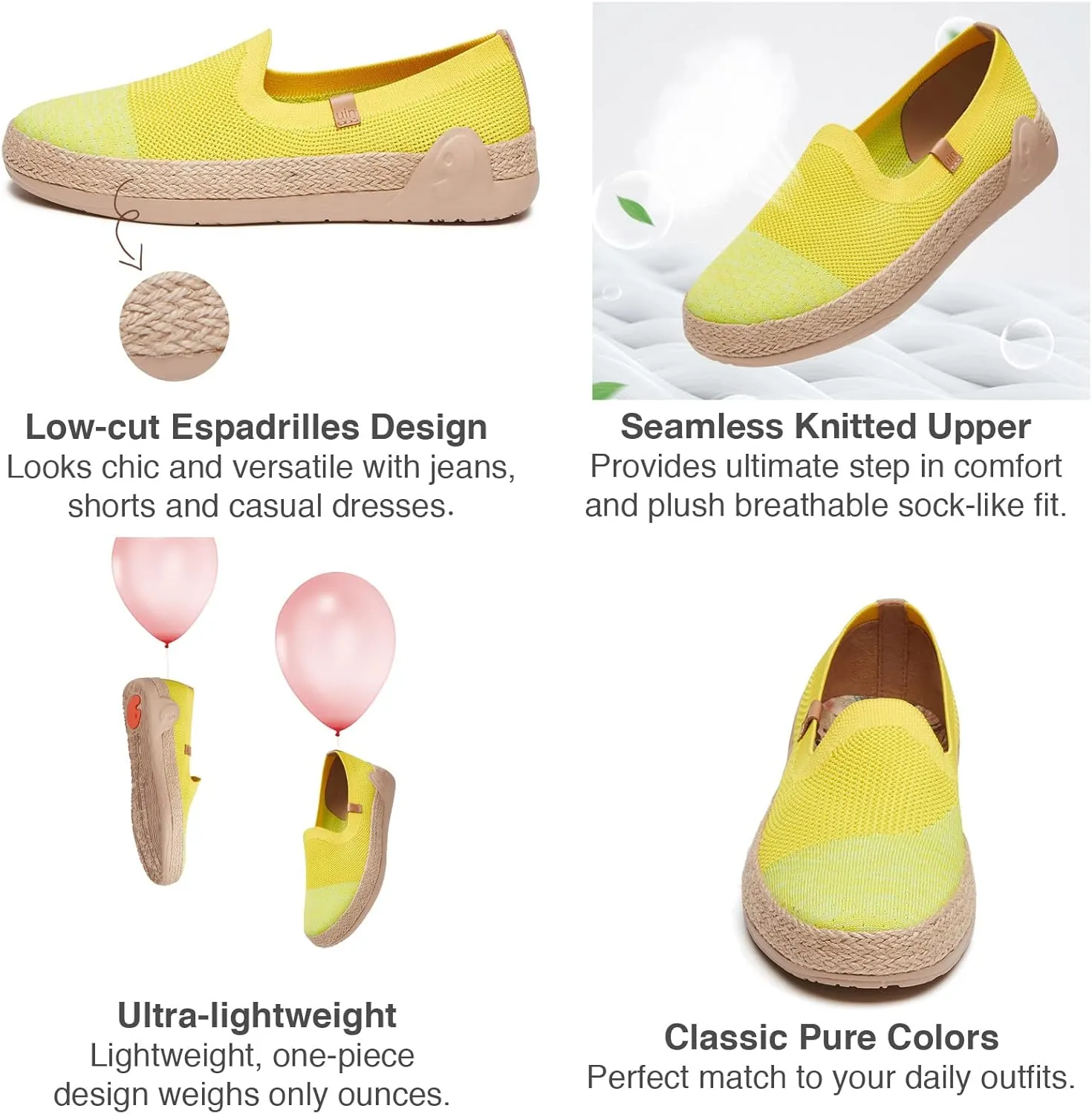UIN Women's Espadrilles Slip Ons Knitted Lightweight Walking Casual Loafers Comfortable Art Painted Travel Shoes Marbella II