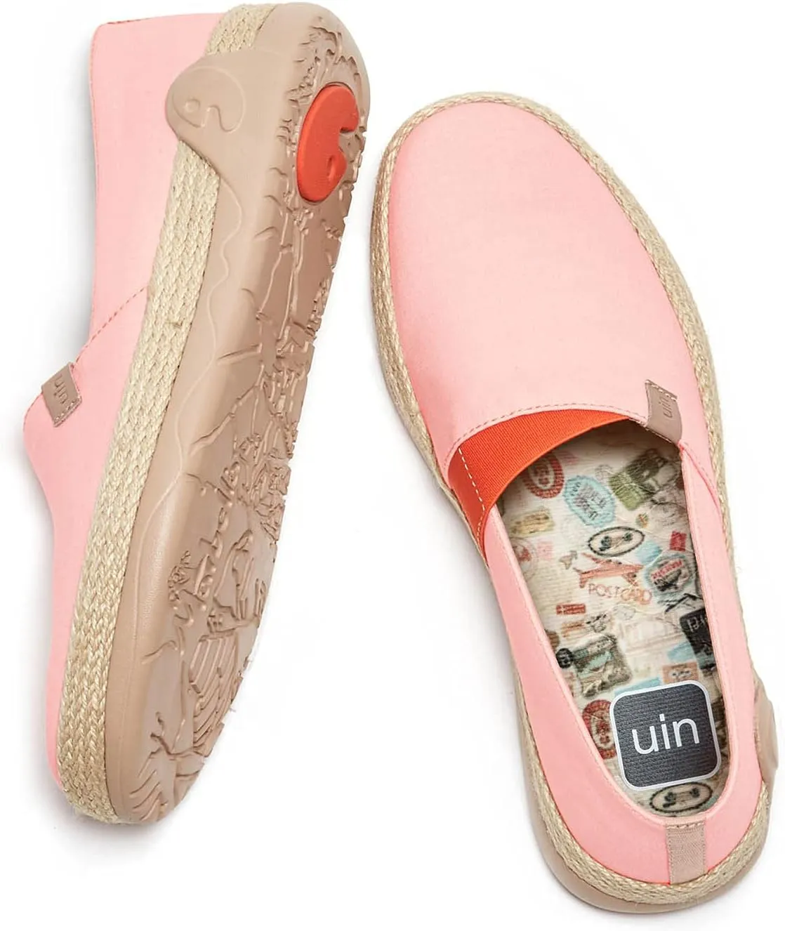UIN Women's Espadrilles Slip Ons Knitted Lightweight Walking Casual Loafers Comfortable Art Painted Travel Shoes Marbella II