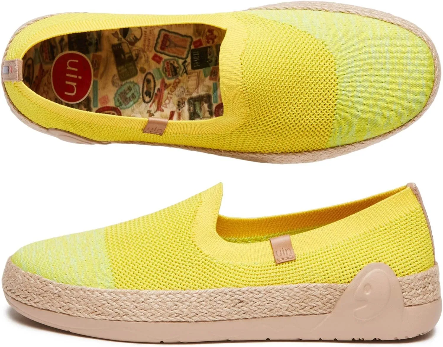 UIN Women's Espadrilles Slip Ons Knitted Lightweight Walking Casual Loafers Comfortable Art Painted Travel Shoes Marbella II