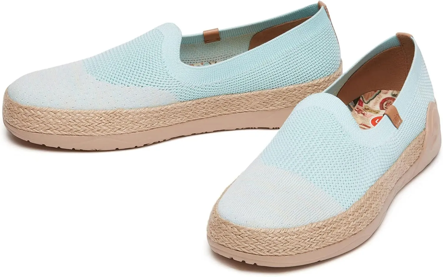 UIN Women's Espadrilles Slip Ons Knitted Lightweight Walking Casual Loafers Comfortable Art Painted Travel Shoes Marbella II