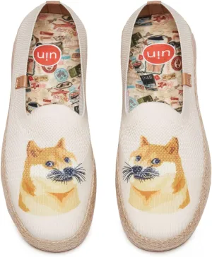 UIN Women's Espadrilles Slip Ons Knitted Lightweight Walking Casual Loafers Comfortable Art Painted Travel Shoes Marbella II