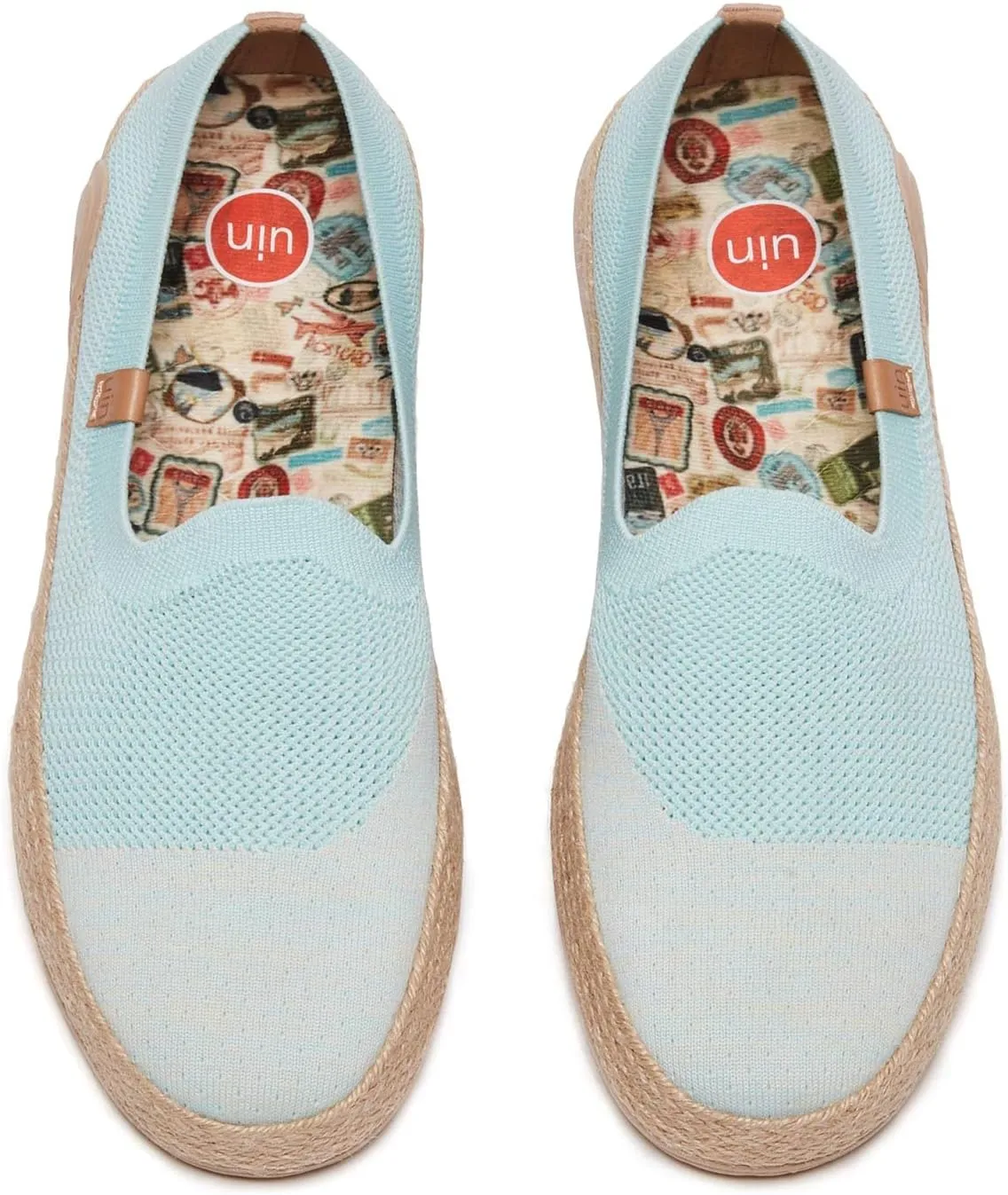 UIN Women's Espadrilles Slip Ons Knitted Lightweight Walking Casual Loafers Comfortable Art Painted Travel Shoes Marbella II