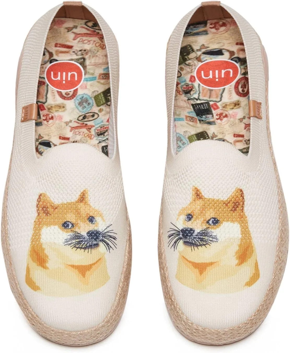 UIN Women's Espadrilles Slip Ons Knitted Lightweight Walking Casual Loafers Comfortable Art Painted Travel Shoes Marbella II