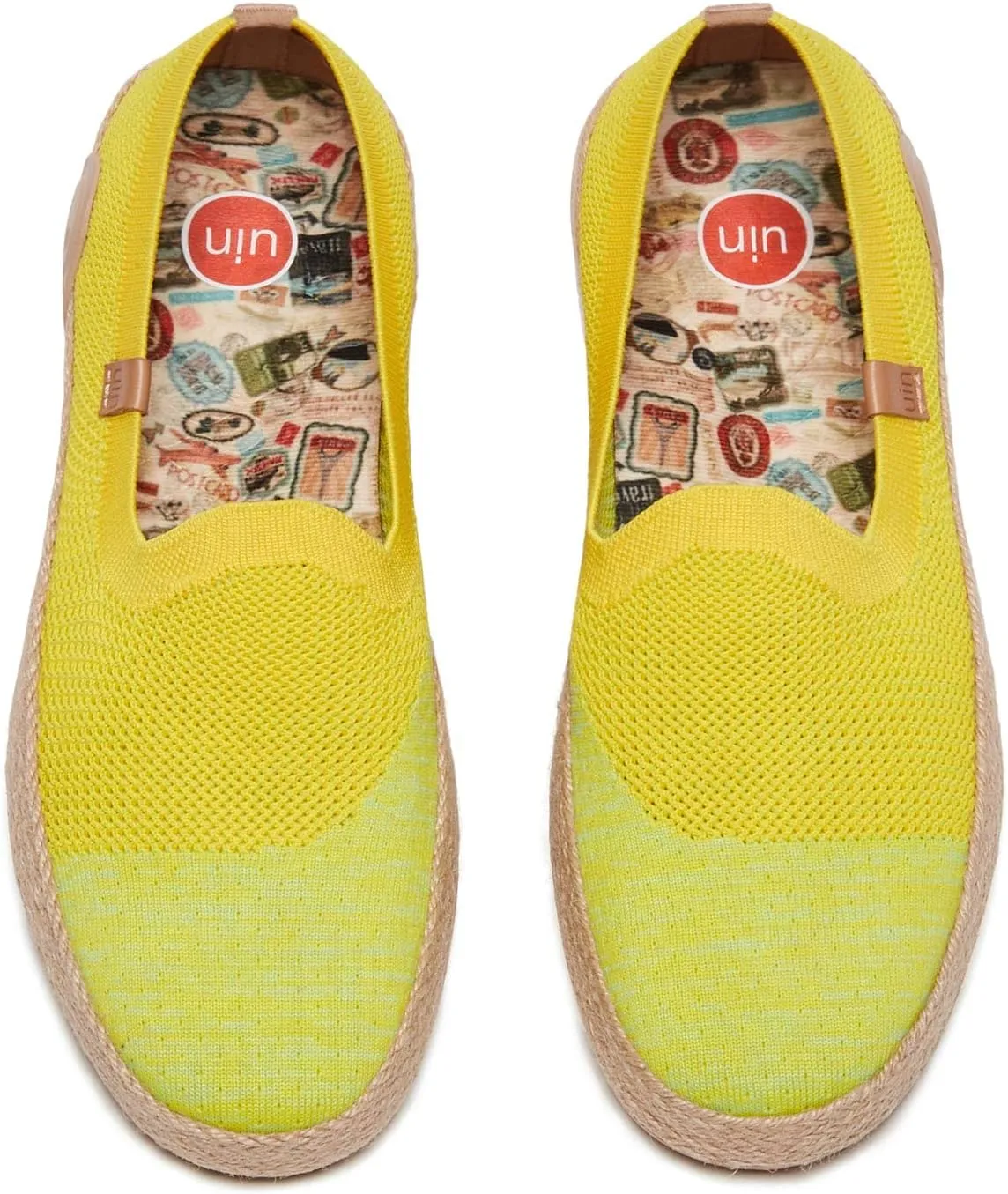 UIN Women's Espadrilles Slip Ons Knitted Lightweight Walking Casual Loafers Comfortable Art Painted Travel Shoes Marbella II