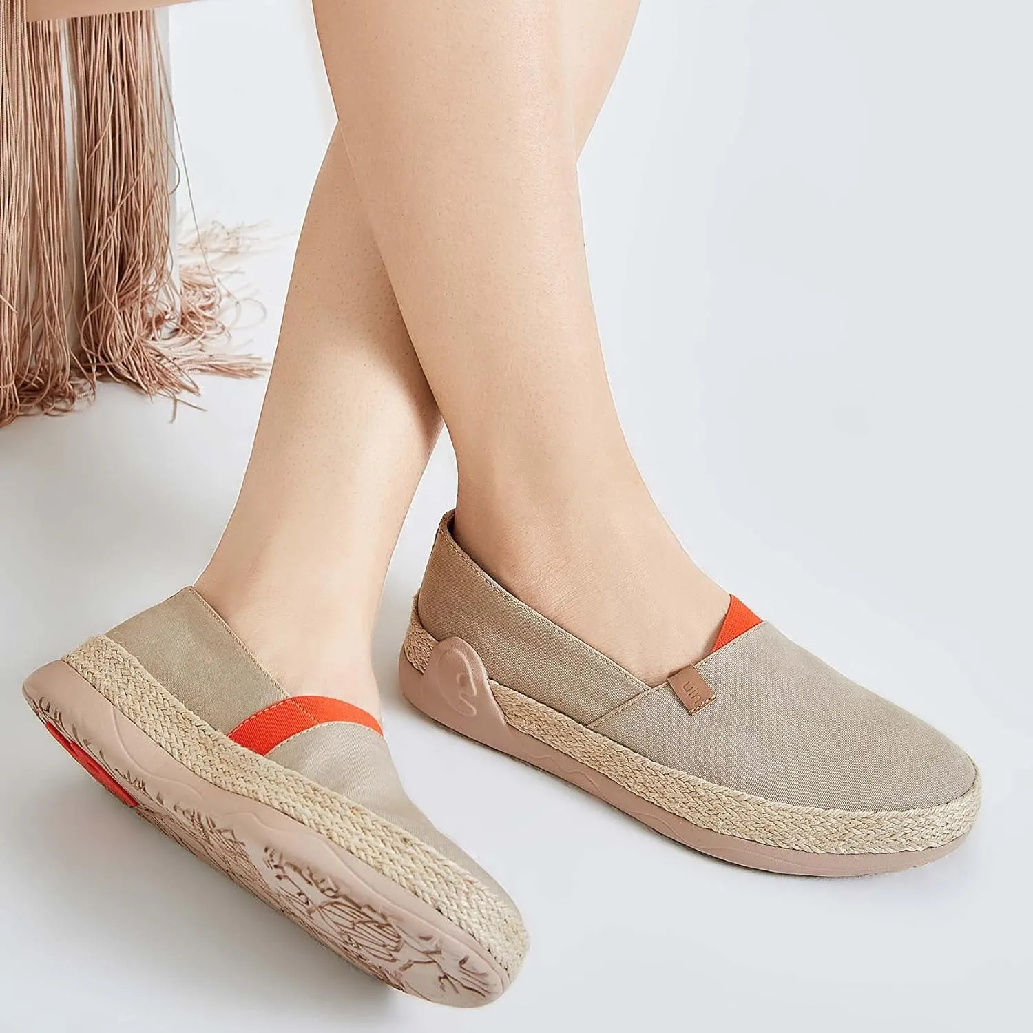 UIN Women's Espadrilles Slip Ons Knitted Lightweight Walking Casual Loafers Comfortable Art Painted Travel Shoes Marbella II