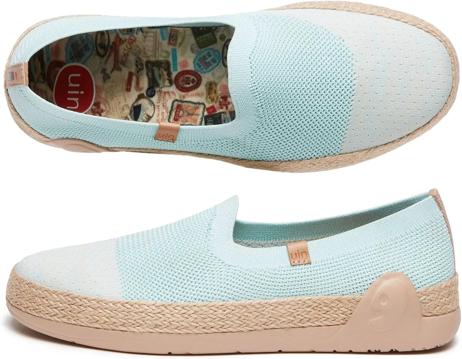 UIN Women's Espadrilles Slip Ons Knitted Lightweight Walking Casual Loafers Comfortable Art Painted Travel Shoes Marbella II