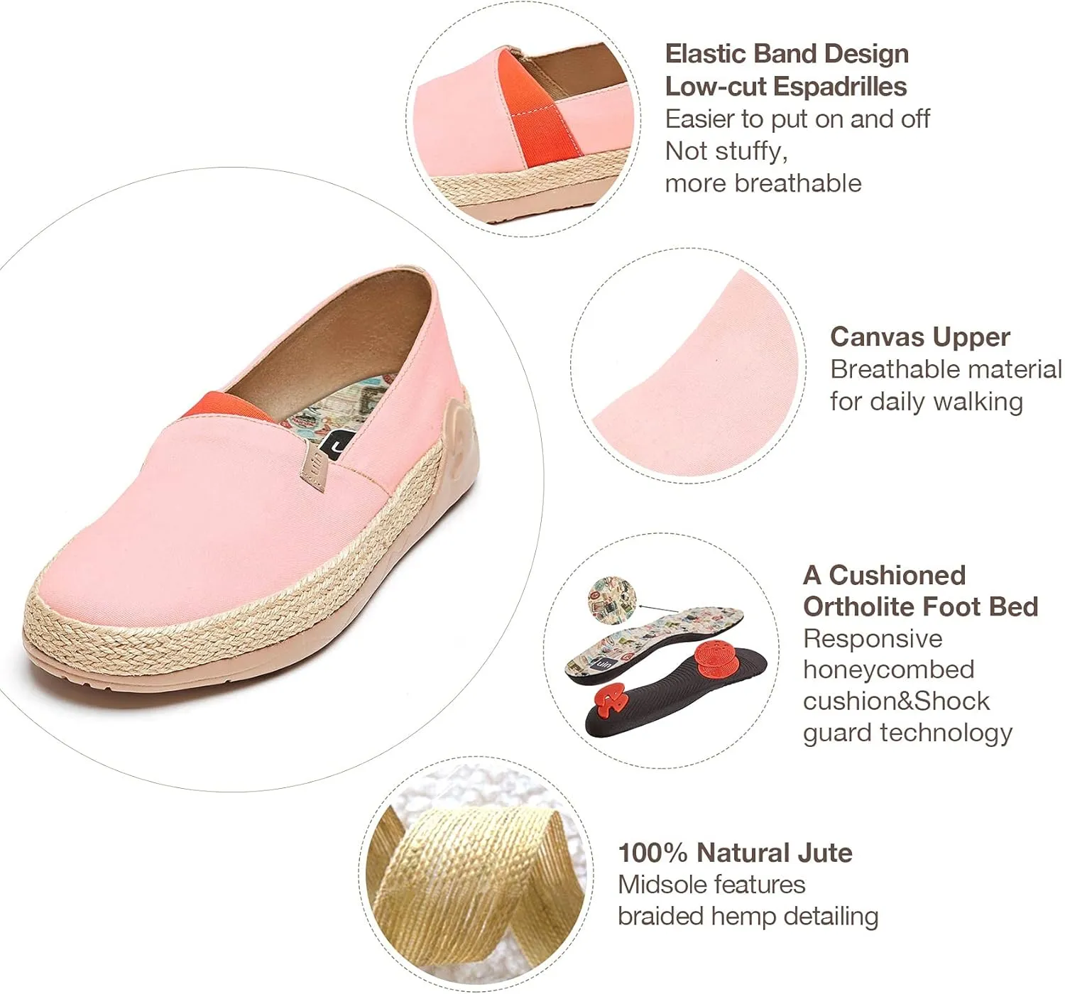 UIN Women's Espadrilles Slip Ons Knitted Lightweight Walking Casual Loafers Comfortable Art Painted Travel Shoes Marbella II
