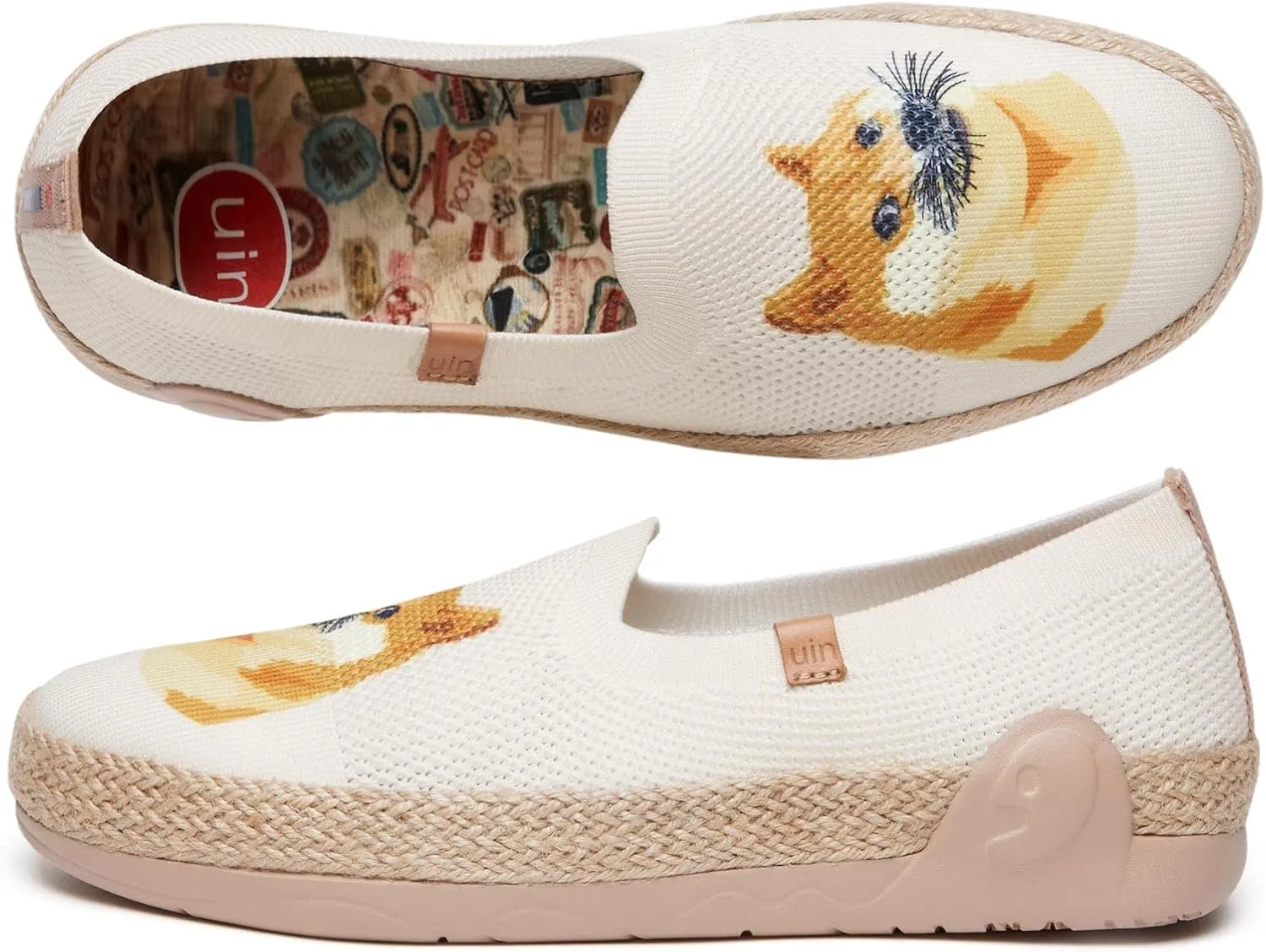 UIN Women's Espadrilles Slip Ons Knitted Lightweight Walking Casual Loafers Comfortable Art Painted Travel Shoes Marbella II