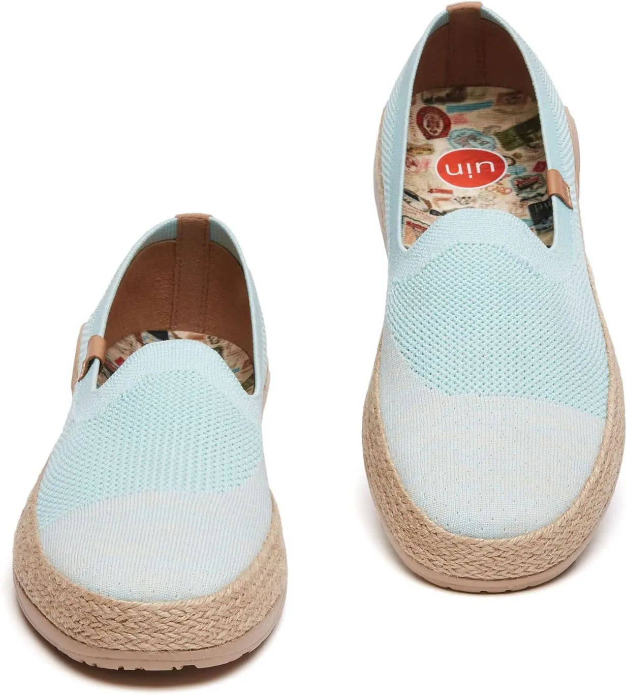 UIN Women's Espadrilles Slip Ons Knitted Lightweight Walking Casual Loafers Comfortable Art Painted Travel Shoes Marbella II