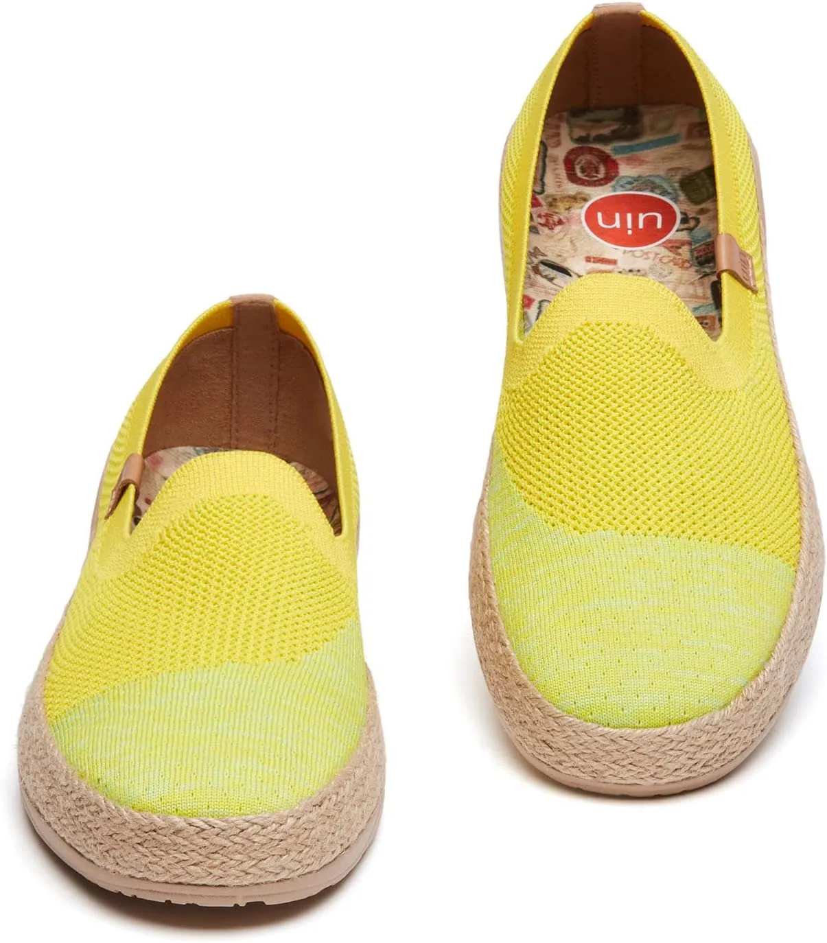 UIN Women's Espadrilles Slip Ons Knitted Lightweight Walking Casual Loafers Comfortable Art Painted Travel Shoes Marbella II