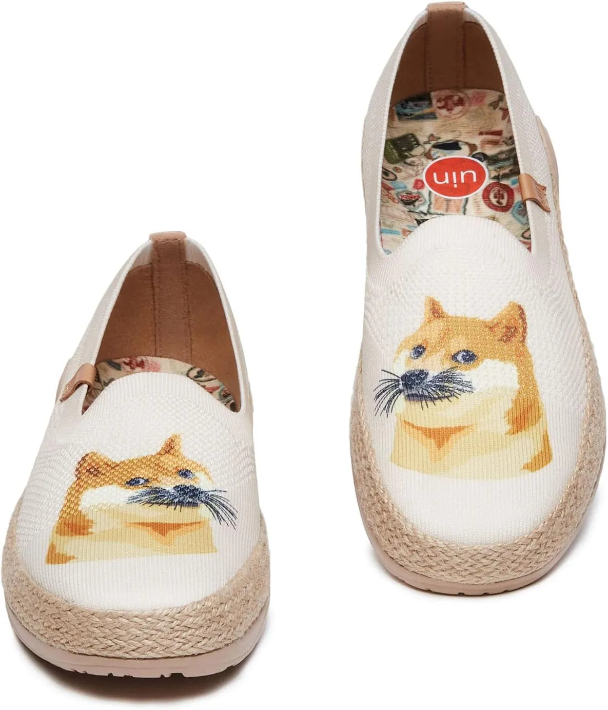 UIN Women's Espadrilles Slip Ons Knitted Lightweight Walking Casual Loafers Comfortable Art Painted Travel Shoes Marbella II