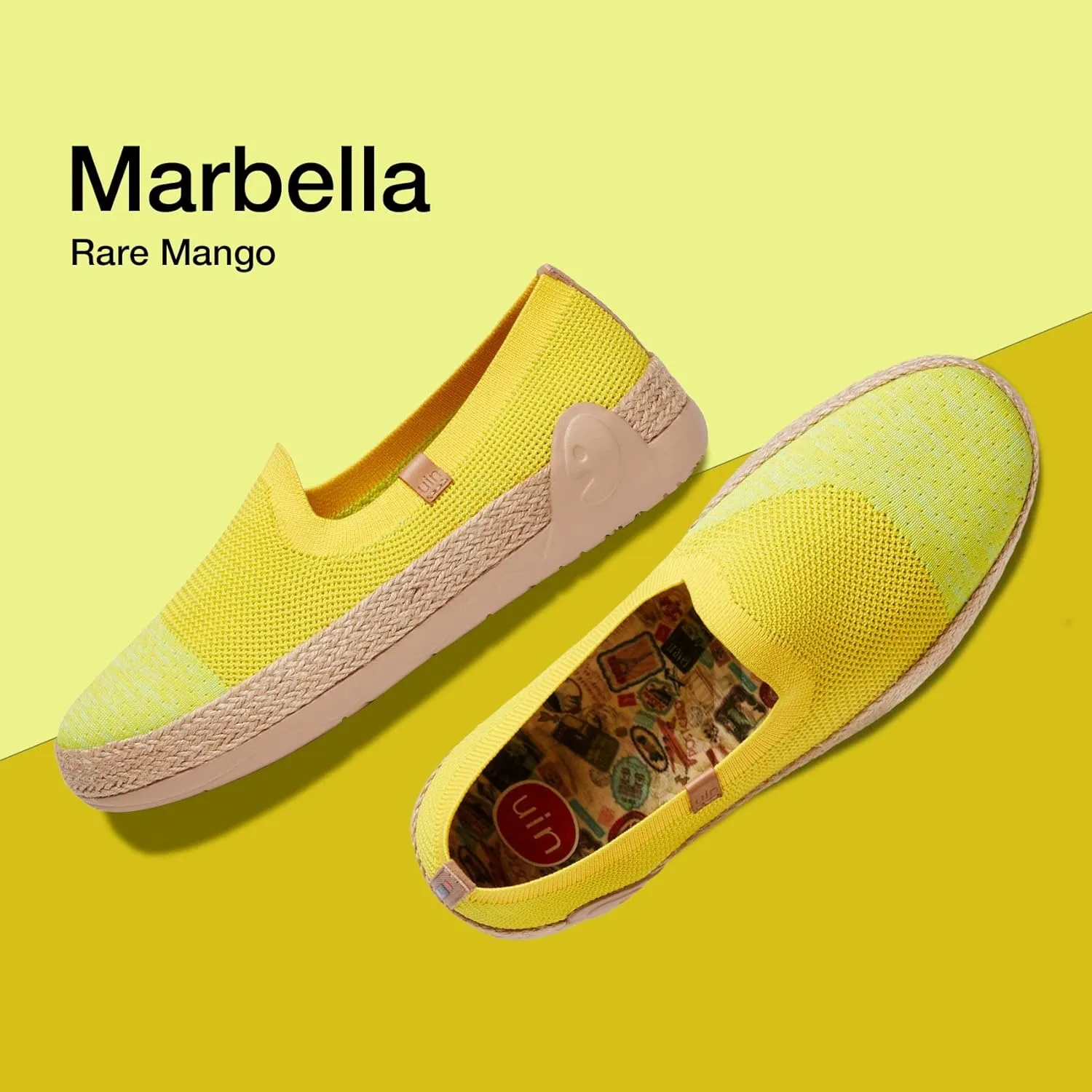 UIN Women's Espadrilles Slip Ons Knitted Lightweight Walking Casual Loafers Comfortable Art Painted Travel Shoes Marbella II