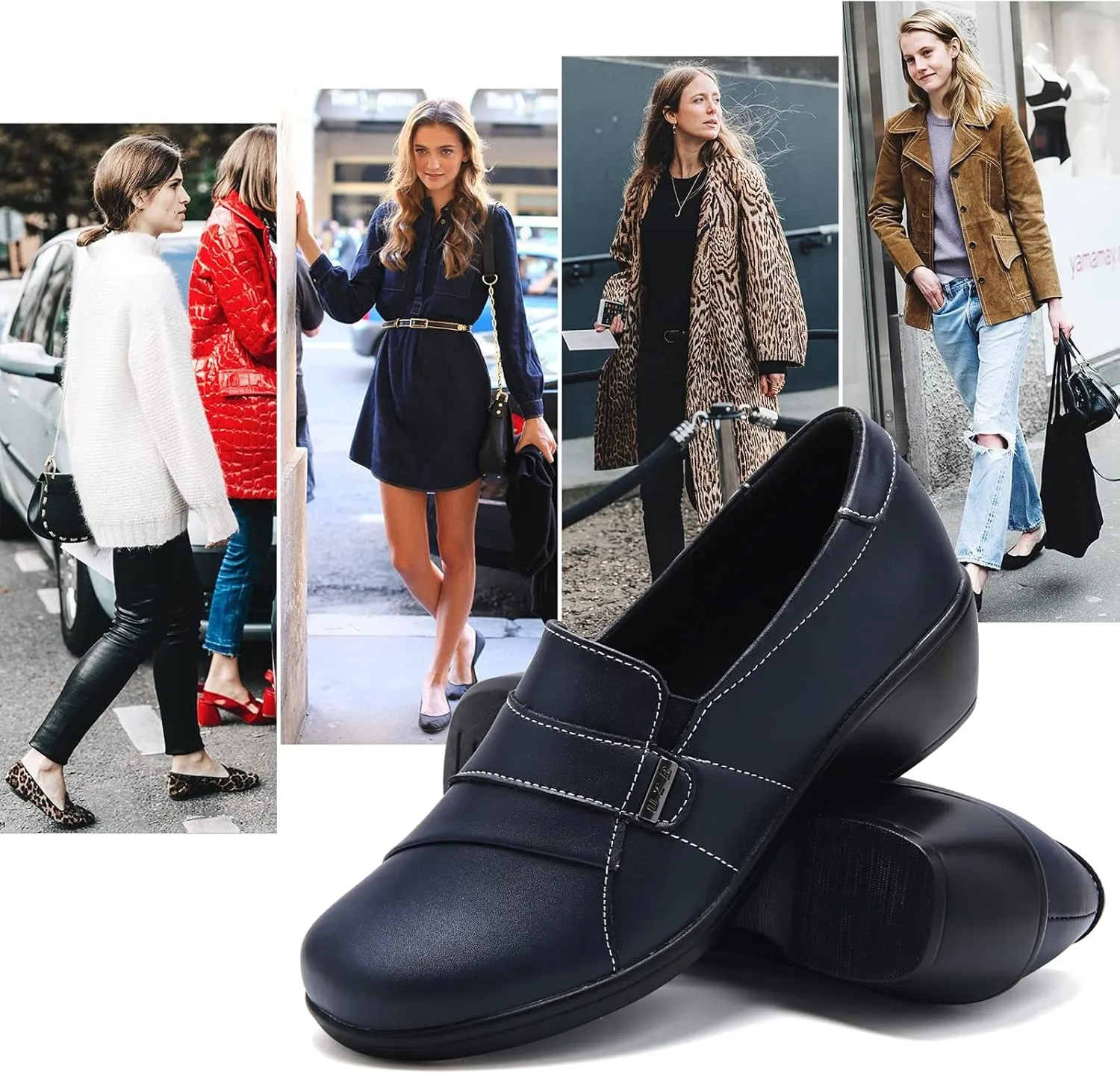 UZB Loafers for Women Dress Shoes Low Heel Slip On Shoes Casual Work Office Dressy Shoes
