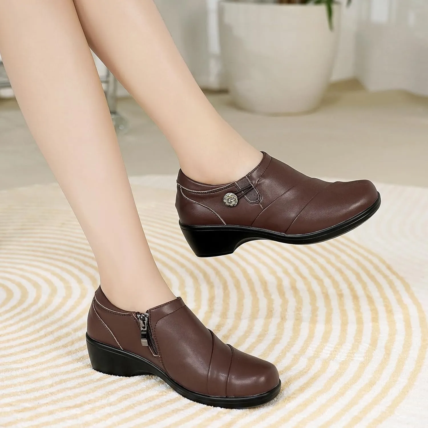 UZB Loafers for Womens Comfort Dressy Low Heel Office Work Shoes