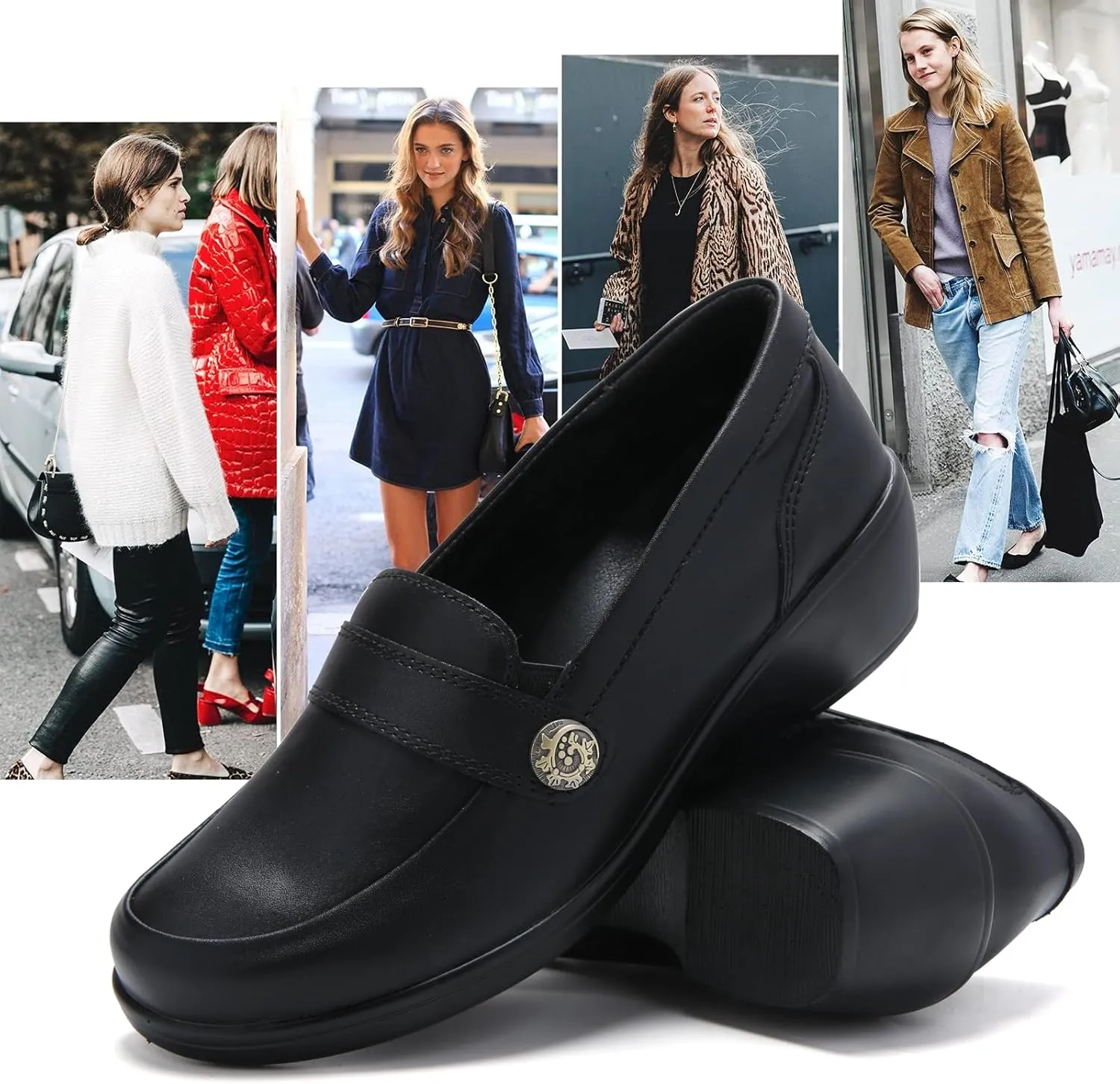 UZB Orthopedic Loafers for Women Dress Shoes Low Heel Slip On Shoes Business Casual Work Office Dressy Shoes