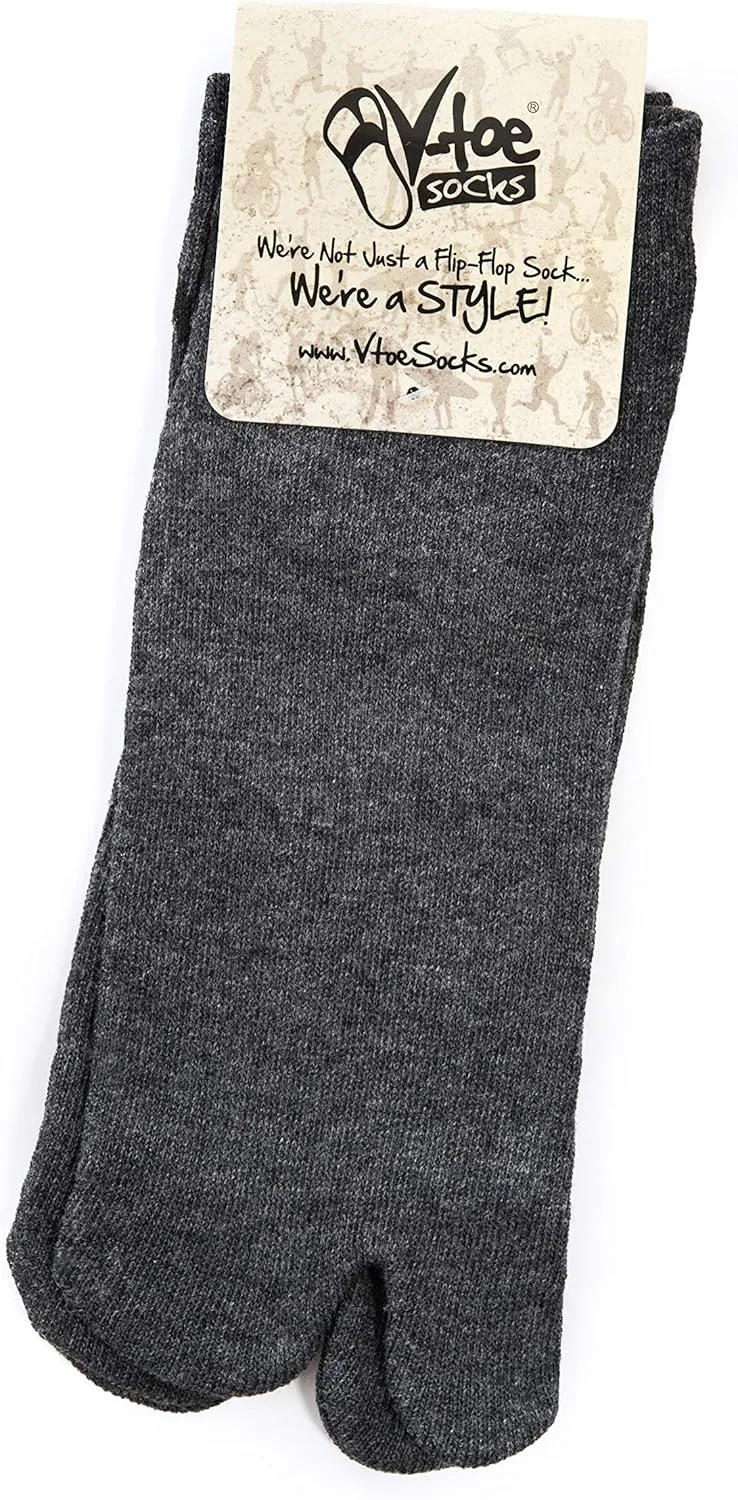 V-Toe Thick Flip-Flop Socks - Tabi Split Toe for Men & Women - Japanese Separated Cotton Socks