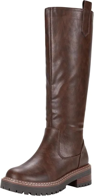 Vepose Women’s 9658 Knee High Boots Low Heel, Platform Tall Boots with Side Zipper for Ladies