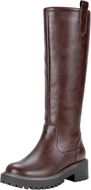 Vepose Women’s 9658 Knee High Boots Low Heel, Platform Tall Boots with Side Zipper for Ladies