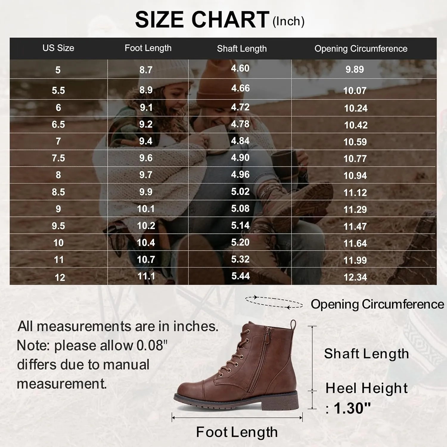 Vepose Women's Ankle Boots Lace up, Flat Fashion Combat Booties Low Heel
