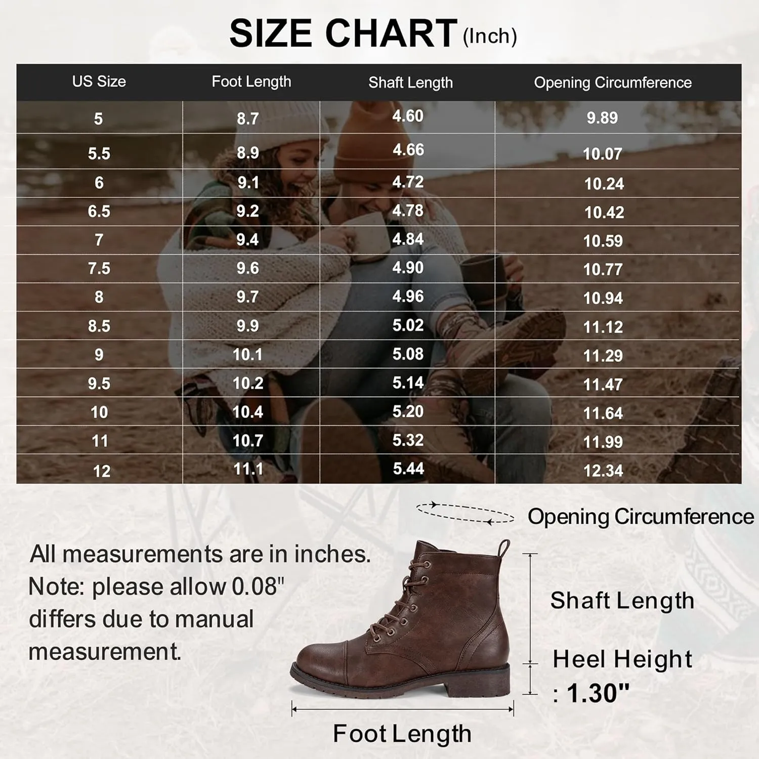 Vepose Women's Ankle Boots Lace up, Flat Fashion Combat Booties Low Heel