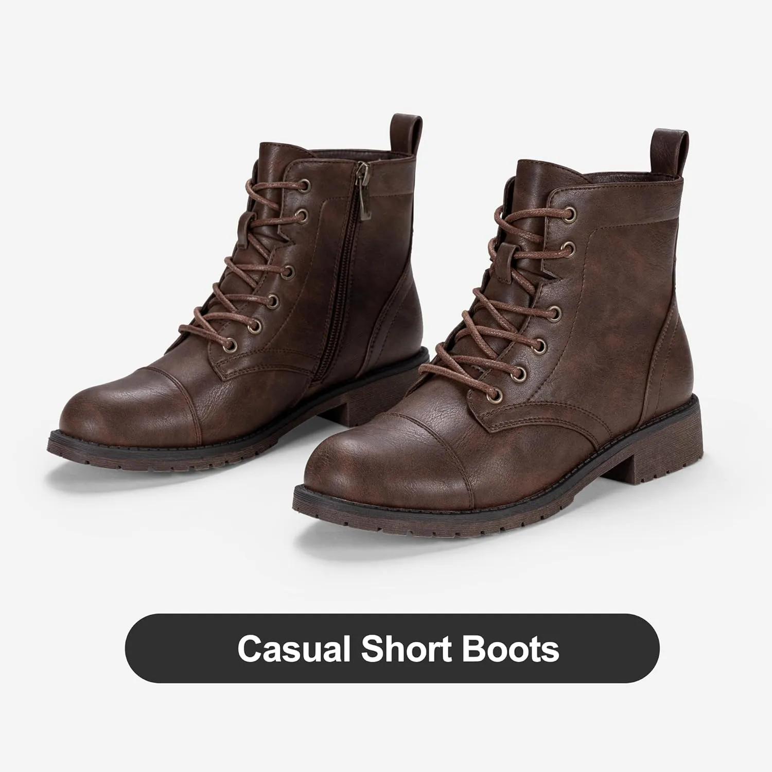 Vepose Women's Ankle Boots Lace up, Flat Fashion Combat Booties Low Heel