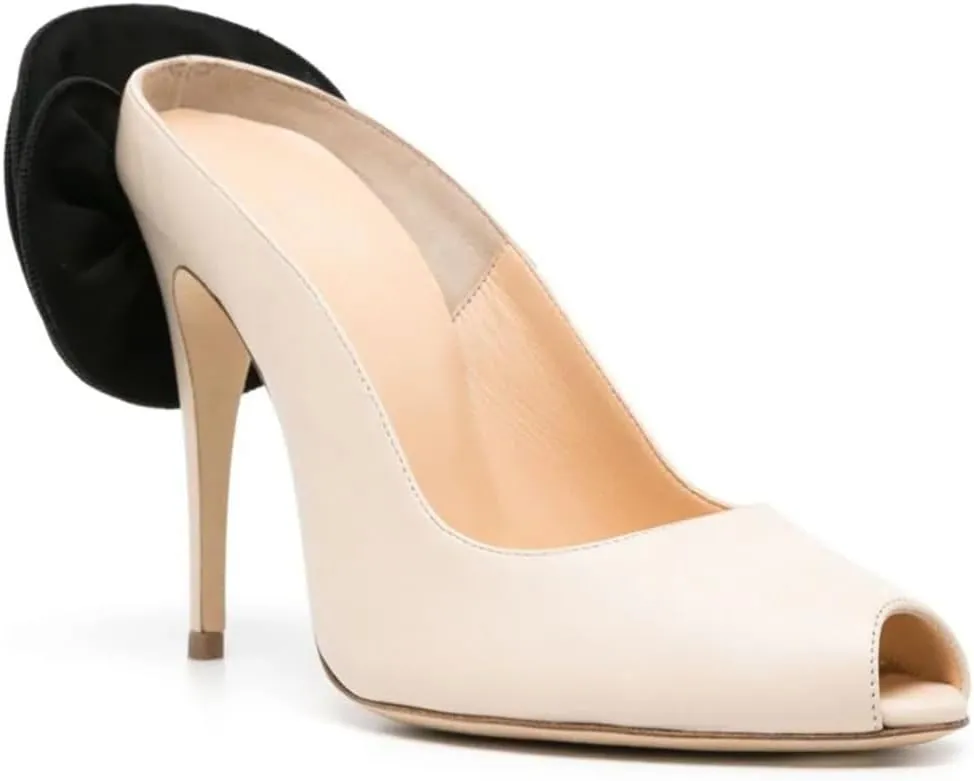 Vertundy High-Heeled Floral Mules For Women Pearl Pointed Closed Toe Backless Velvet Mules Sandals Slip On Bridal Wedding Mule Pumps Black