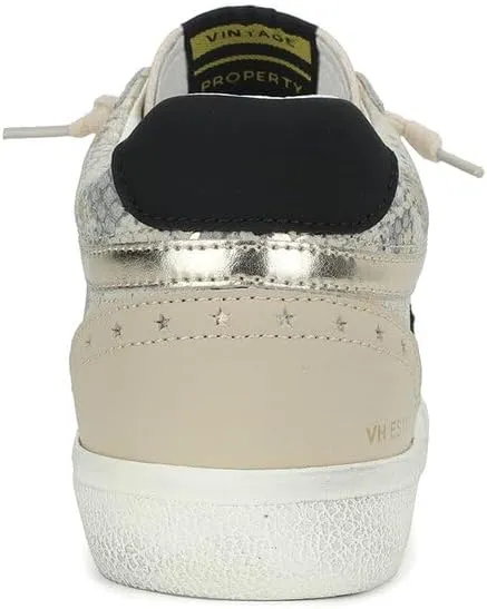 Vintage Havana Womens Bounce Metallic Glitter Lace Up Sneakers Shoes Casual - Pink, Silver, White