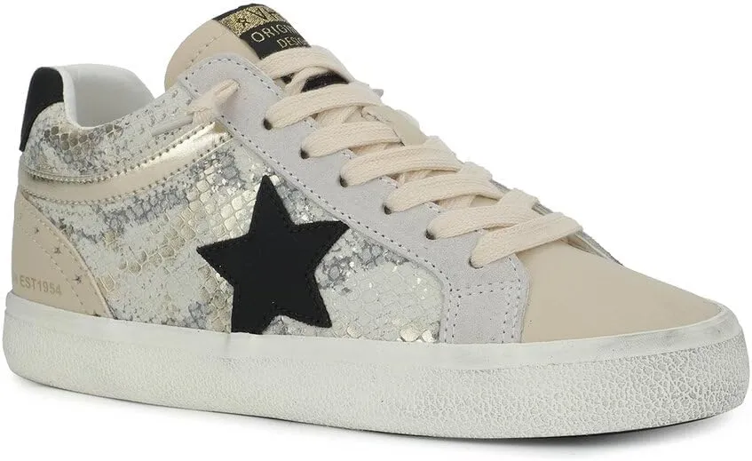 Vintage Havana Womens Bounce Metallic Glitter Lace Up Sneakers Shoes Casual - Pink, Silver, White
