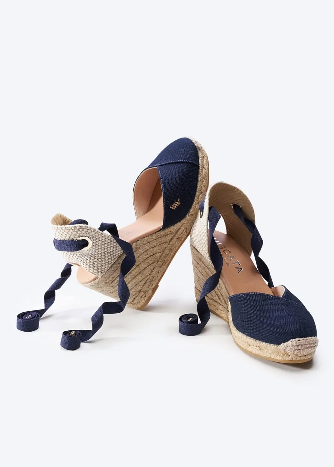 Viscata Culip Canvas Womens Laceup Wedge Espadrilles 3 ½ ” Natural Jute Heel. Closed Toe Wedges for Women Made of 100% Organic Canvas and with a Stunning V-Cut Toe. Inner Leather, Comfort Shoes