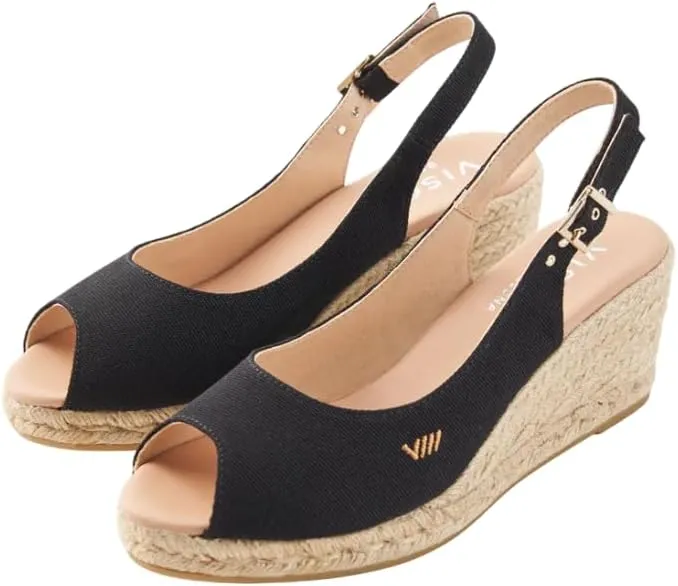 VISCATA Gavina Canvas Slingback Wedge with Ankle Strap Handmade 2 ½” Heel Women's Sandals with Breathable Organic Cotton Canvas and 100% Natural Jute Midsole for all Casual Occasions