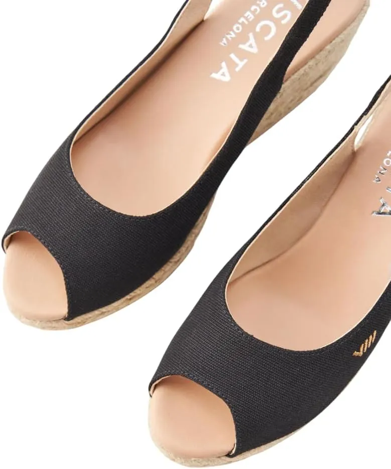 VISCATA Gavina Canvas Slingback Wedge with Ankle Strap Handmade 2 ½” Heel Women's Sandals with Breathable Organic Cotton Canvas and 100% Natural Jute Midsole for all Casual Occasions