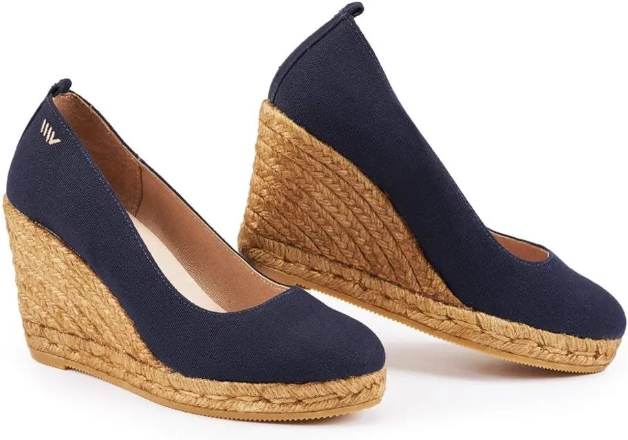 Viscata Marquesa Espadrille Canvas Wedges Spain Handmade 3 ½” Heel Women's Pumps with Breathable Organic Cotton Canvas and 100% Natural Jute Midsole for All Occasions: Casual, Work, Party