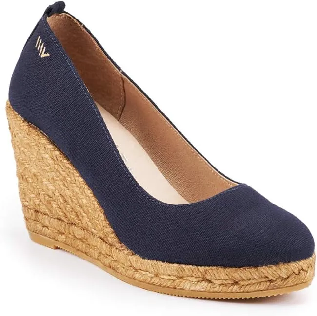 Viscata Marquesa Espadrille Canvas Wedges Spain Handmade 3 ½” Heel Women's Pumps with Breathable Organic Cotton Canvas and 100% Natural Jute Midsole for All Occasions: Casual, Work, Party
