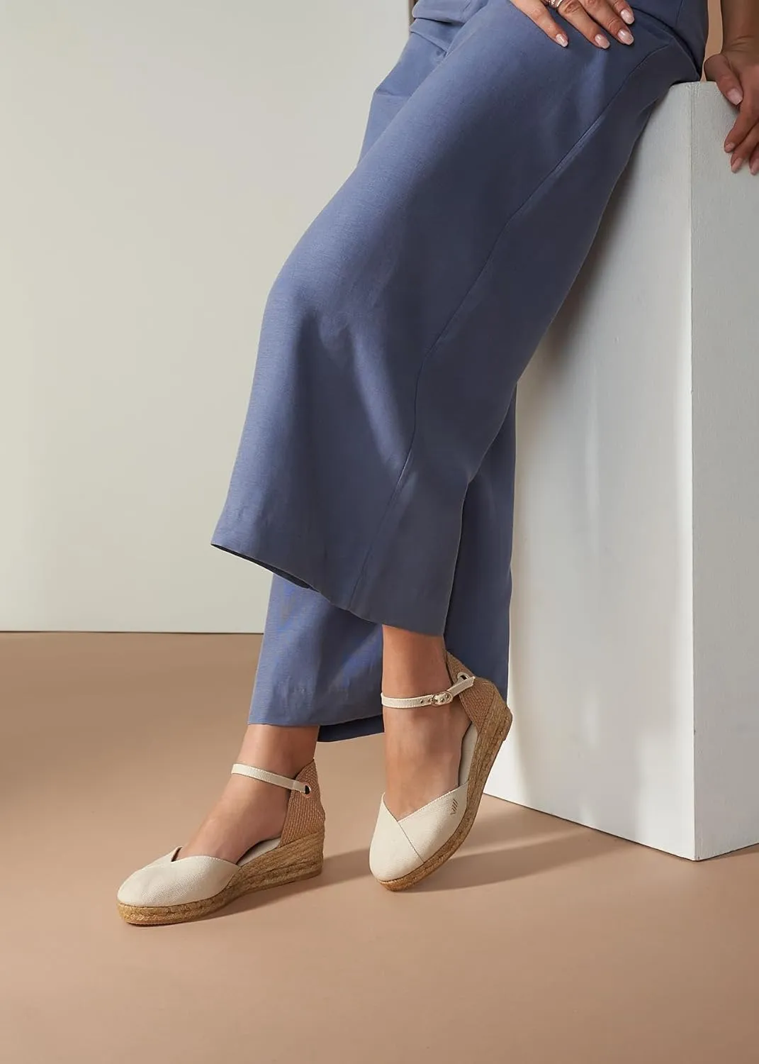 Viscata Pubol Espadrille Canvas Low Wedges with Ankle Strap Spain Handmade 2” Heel Women's Sandals with Breathable Organic Cotton Canvas and 100% Natural Jute for all Occasions: Casual, Work, Party