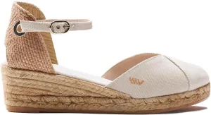 Viscata Pubol Espadrille Canvas Low Wedges with Ankle Strap Spain Handmade 2” Heel Women's Sandals with Breathable Organic Cotton Canvas and 100% Natural Jute for all Occasions: Casual, Work, Party