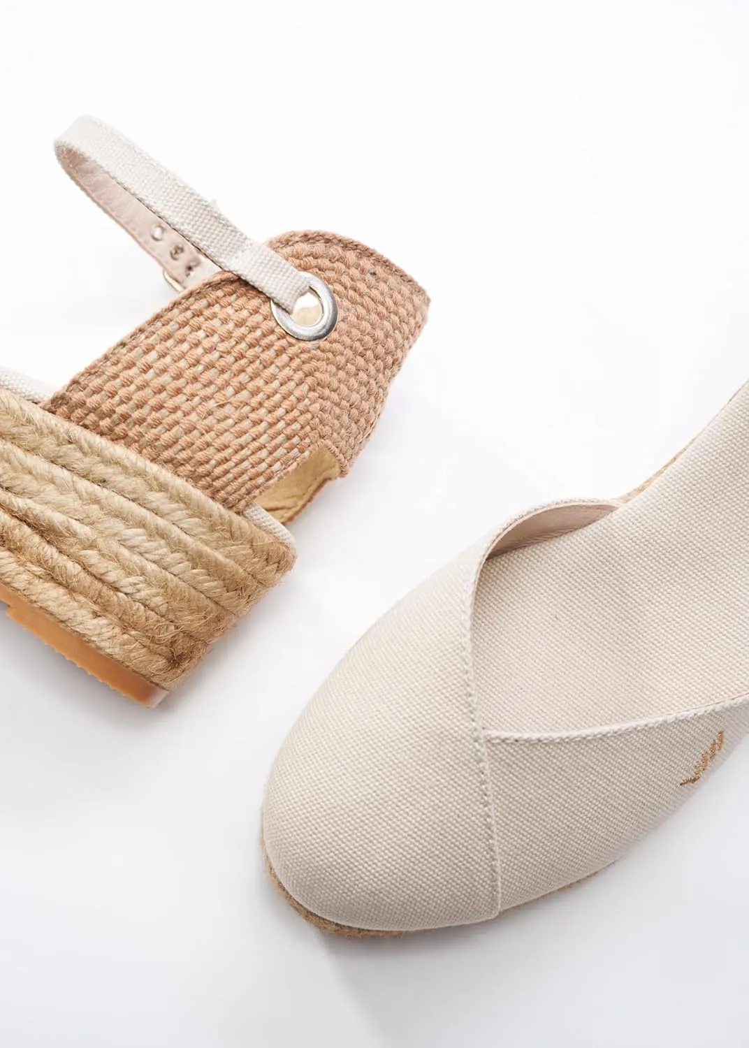 Viscata Pubol Espadrille Canvas Low Wedges with Ankle Strap Spain Handmade 2” Heel Women's Sandals with Breathable Organic Cotton Canvas and 100% Natural Jute for all Occasions: Casual, Work, Party
