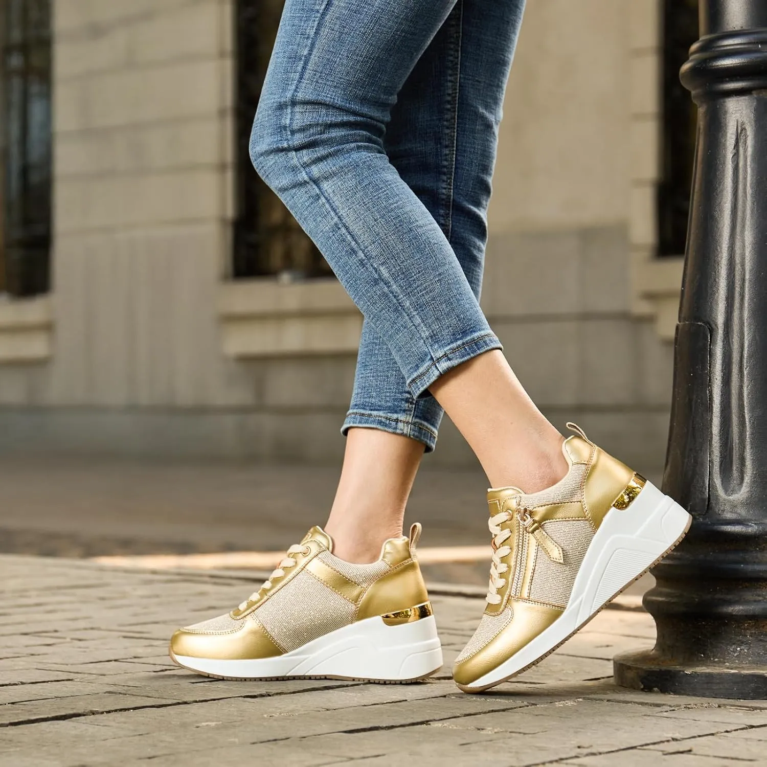 Viscozzy High Heel Wedge Sneakers for Women