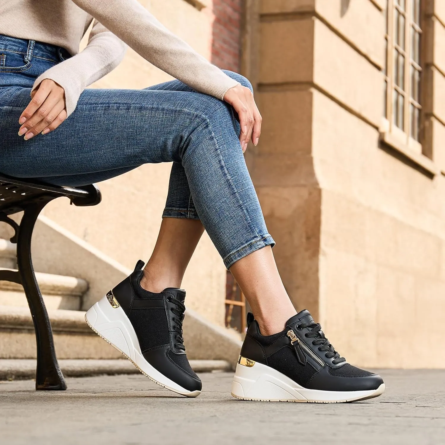 Viscozzy High Heel Wedge Sneakers for Women