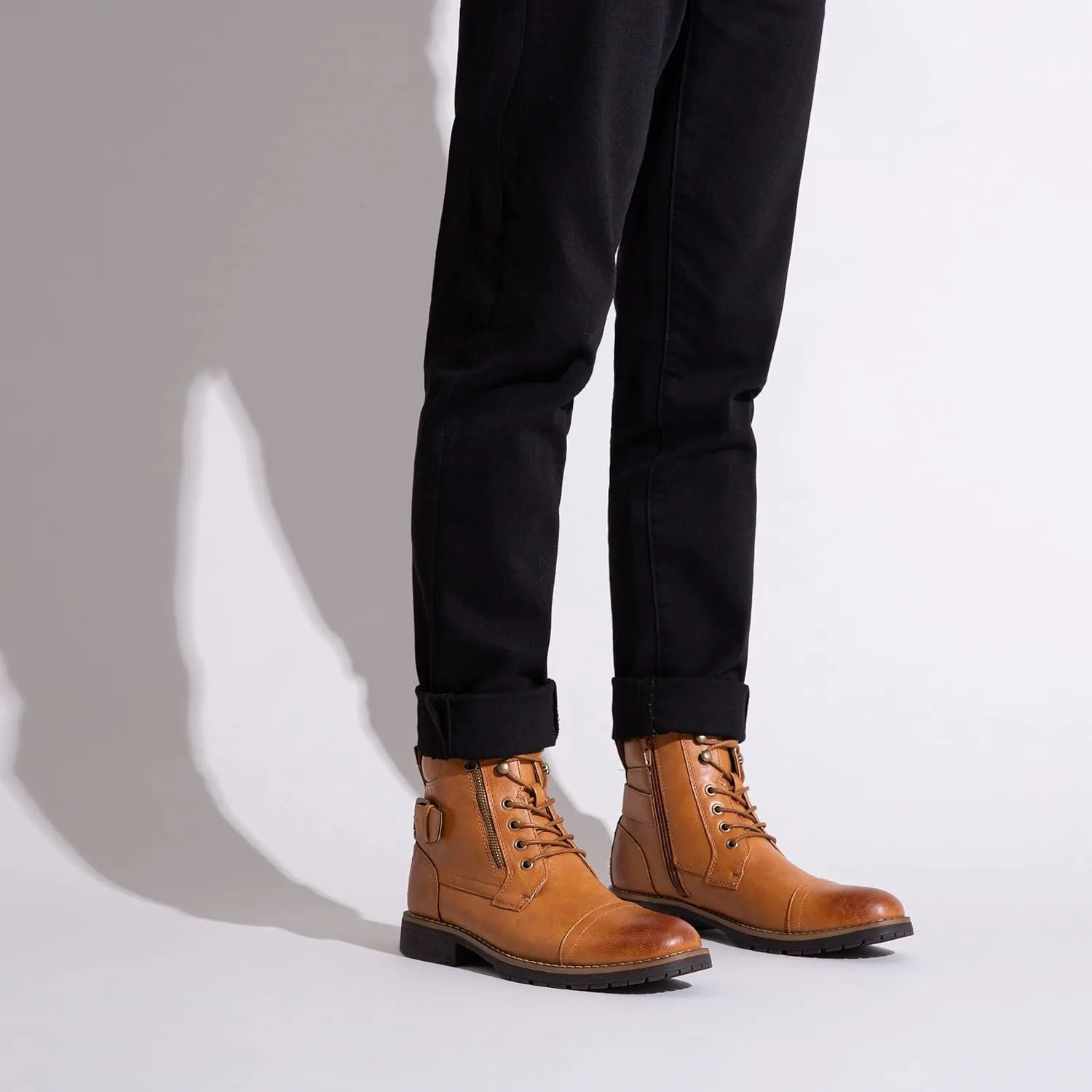 Vostey Men's Boots Boots for Men Casual Boots Motorcycle Combat Ankle Dress Boots Mens